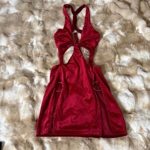 Elegant Red Cut-Out Dress